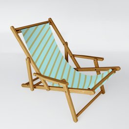 [ Thumbnail: Turquoise and Dark Khaki Colored Striped Pattern Sling Chair ]