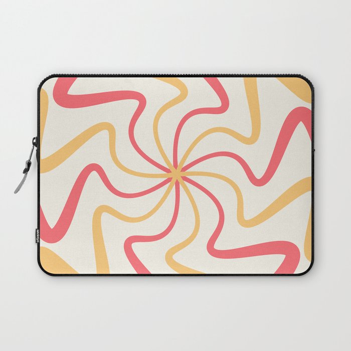Mid Century Abstract Liquid Lines Pattern - Begonia and Topaz Laptop Sleeve
