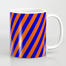 [ Thumbnail: Blue & Red Colored Lines/Stripes Pattern Coffee Mug ]