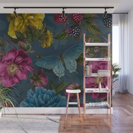 Teal Rose Garden J. Loomer Home Collection by artist Juliana Loomer Wall Mural