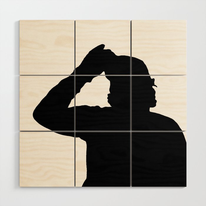 Silhouette Of A Man Tipping His Hat Solid Black Shadowy Figure Wood Wall Art