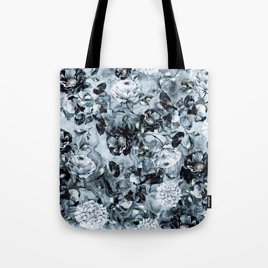 Black Flowers Tote Bag