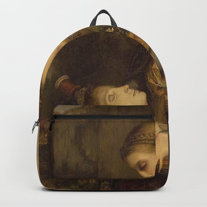 Maiden and head Vintage painting by Gustave Moreau Backpack