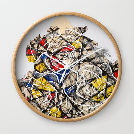Primary Flowers Wall Clock