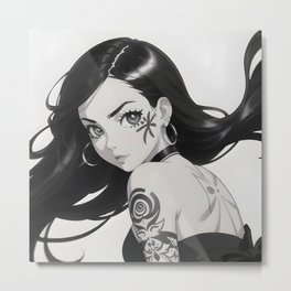 Zen Zephyrs: Black & White Anime Metal Print