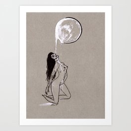 Moon Milk - Moonbathing Goddess Illustration Art Print
