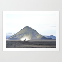Car crossing the mountains | Iceland | Nature, travel and landscape photography | Art and photo print Art Print