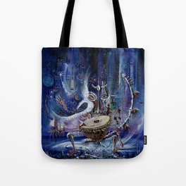 Kora Player III surreal painting from Africa Tote Bag