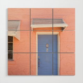 Peach & Blue Motel Route 66 Travel Photography Wood Wall Art