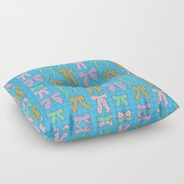 Playful Funky Bows, Clash of Patterns, Color Block Ribbon Bows Pattern Floor Pillow