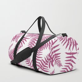 Magenta Silhouette Fern Leaves Pattern Duffle Bag