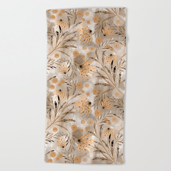 Beige floral pattern. Beach Towel