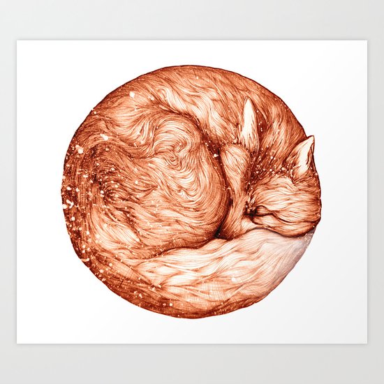 Fox and Snow Art Print