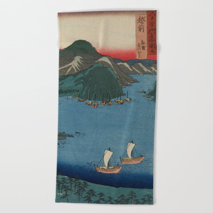 Echizen Province by Hiroshige, 1853 Beach Towel