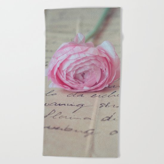 Love Letter With Ranunculus Beach Towel