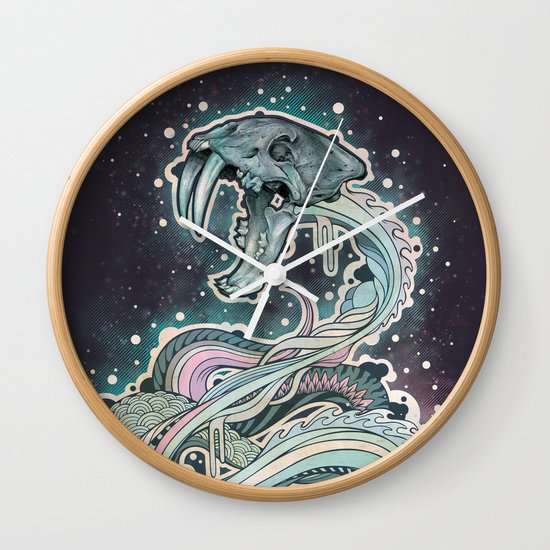 Saber-toothed Serpent in Space. Wall Clock