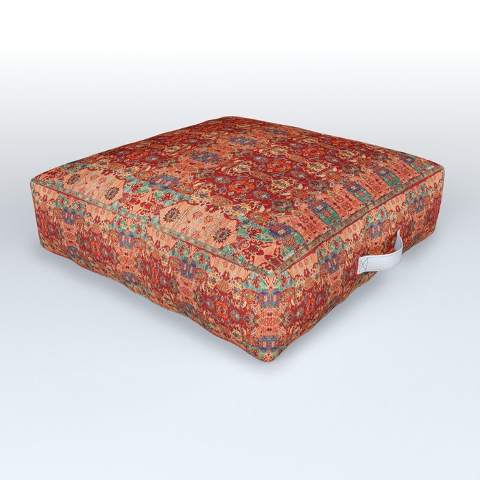 N260 - Bohemian Orange Floral Traditional Moroccan Style Outdoor Floor Cushion