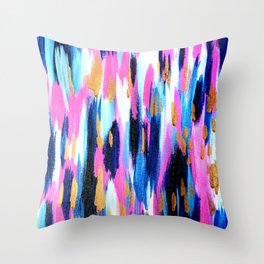 Spring Golden - Pink and Navy Abstract Throw Pillow