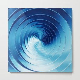 Abstract Blue Discs Metal Print | Glowing, Metal, Plates, Reflection, Round, Contemporary, Rotation, Technology, Layers, Abstract 