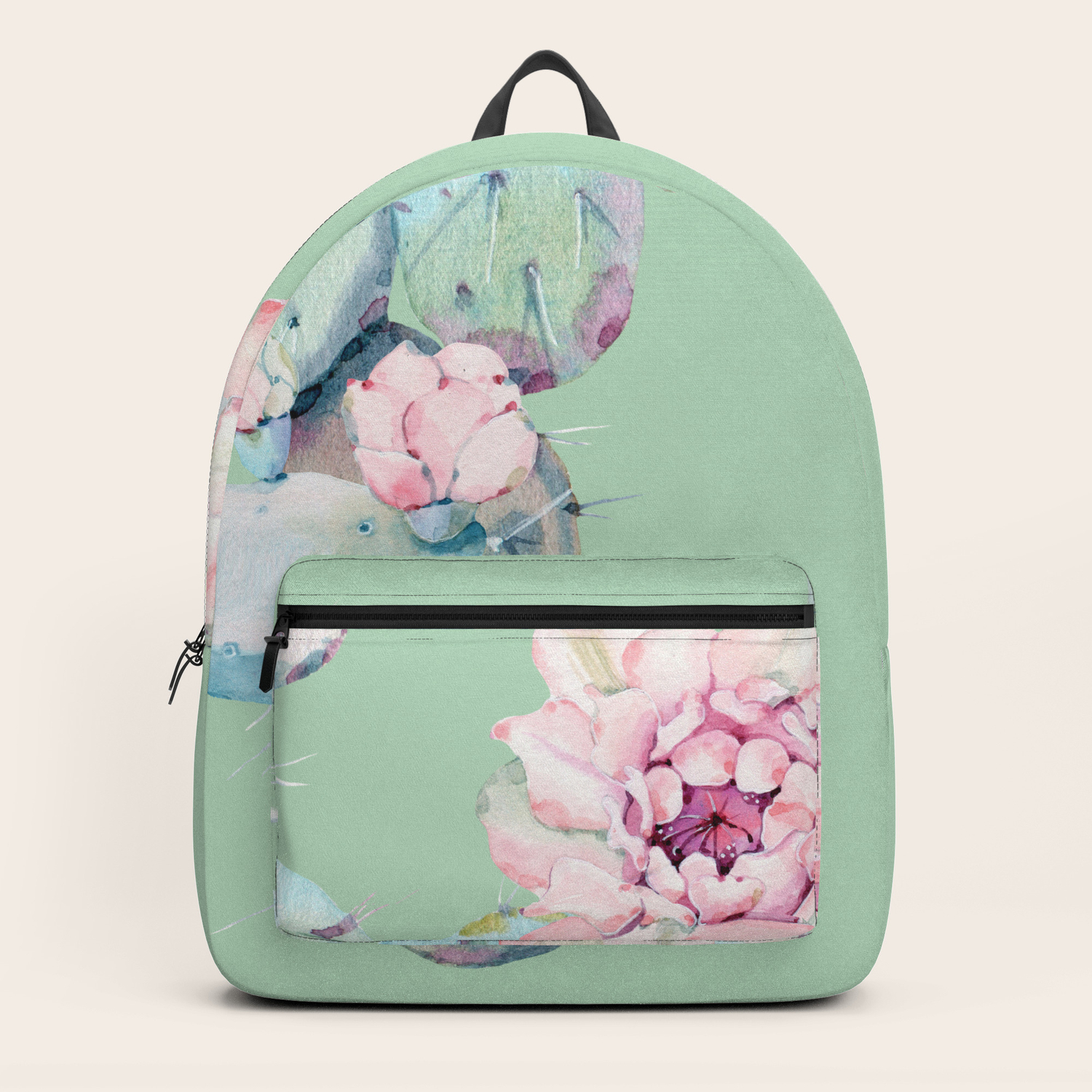 green pink backpack