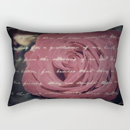 Antique Red Rose with Text Rectangular Pillow