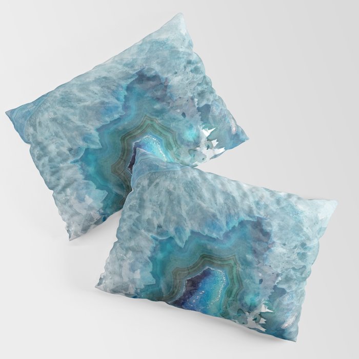 Blue Watercolor Agate Geode Print Pillow Sham