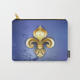 Gold Fleur De Lis on a Blue Background Carry-All Pouch