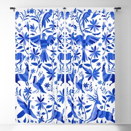 Mexican Otomí Design in Deep Blue by Akbaly Blackout Curtain