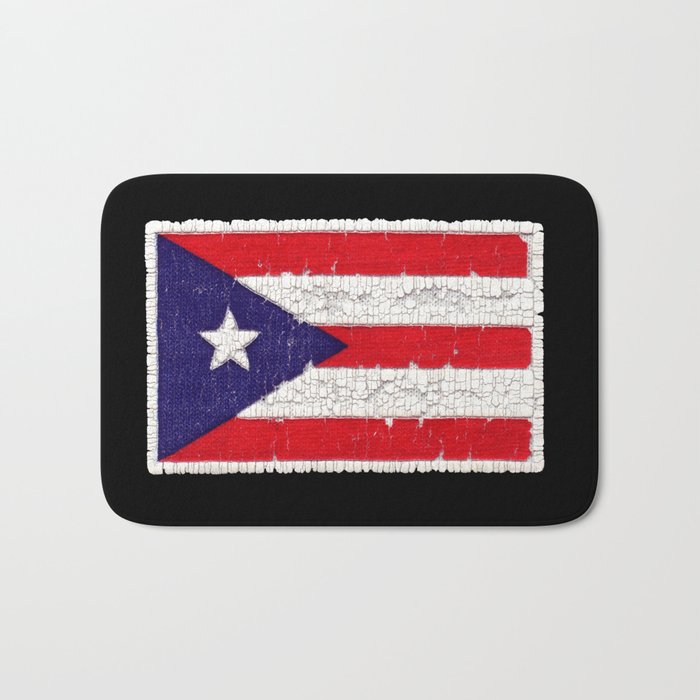 Puerto Rican flag with distressed textures Bath Mat