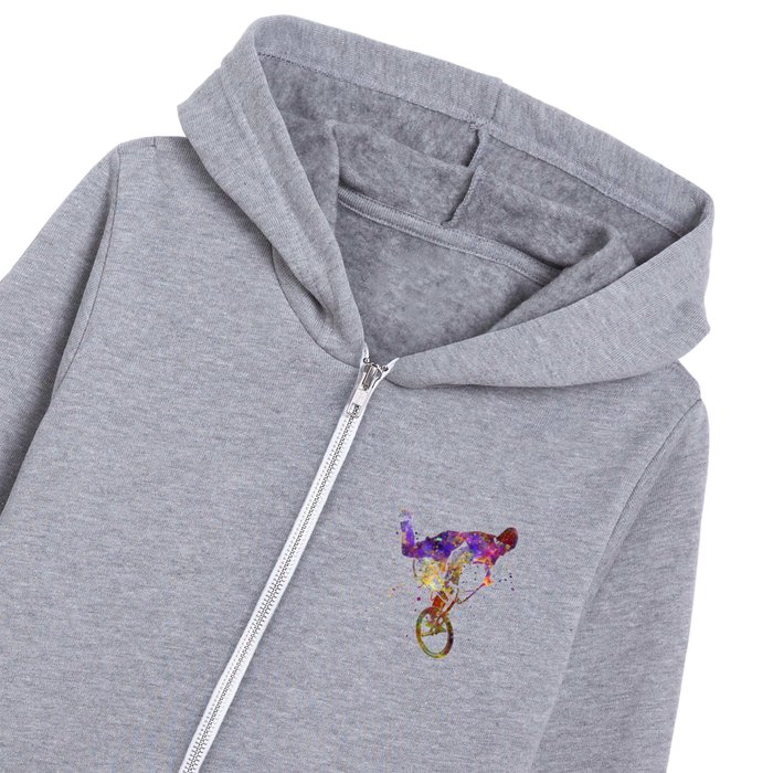 Watercolor bmx racer Kids Zip Hoodie