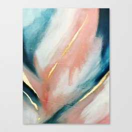 Celestial [3]: a minimal abstract mixed-media piece in Pink, Blue, and gold by Alyssa Hamilton Art Canvas Print