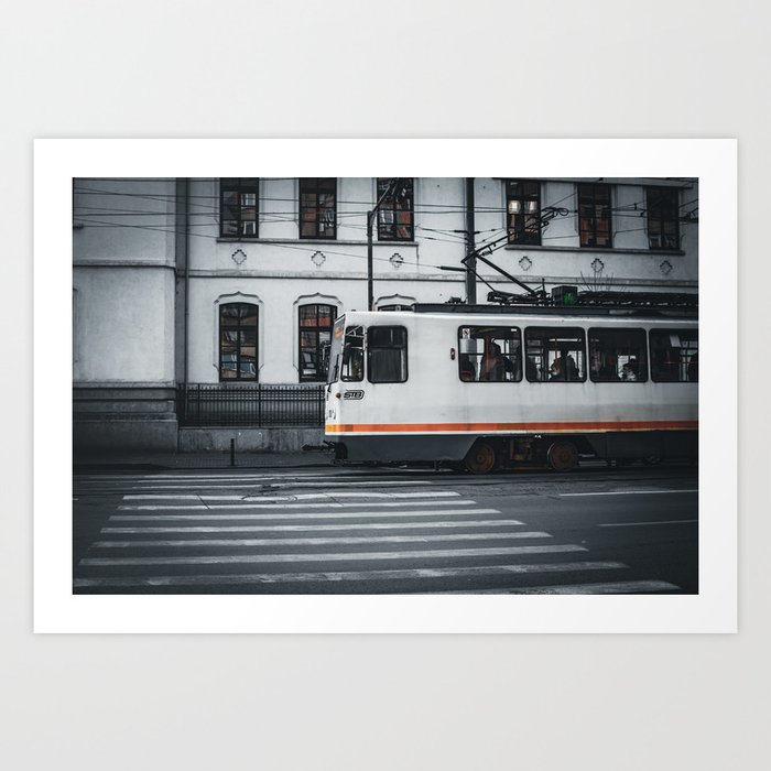 Urban old tram Art Print