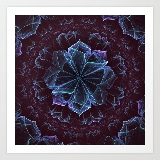 Ornate Blossom in Cool Blues Art Print