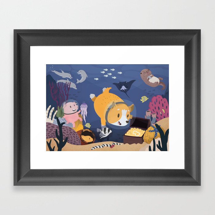 Diving For Treasure! Framed Art Print