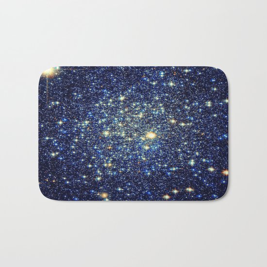 galaxY Stars : Midnight Blue & Gold Bath Mat