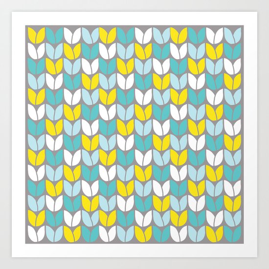 Tulip Knit (Aqua Gray Yellow) Art Print
