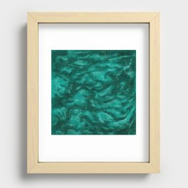 Teal abstract painting, wavy effect texture Recessed Framed Print