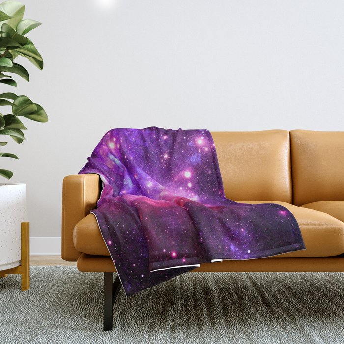 Purple Hot Pink Galaxy Nebula Throw Blanket