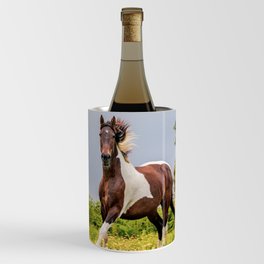 Fairy tale horse, galloping on flower field. Amazing, beautiful and cute Lusitano horses. Wine Chiller
