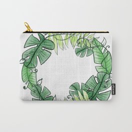 Tropical circle Carry-All Pouch | Circle, Floral, Plants, Leaves, Vains, Watercolour, Nature, Tropical, Wild, Digital 
