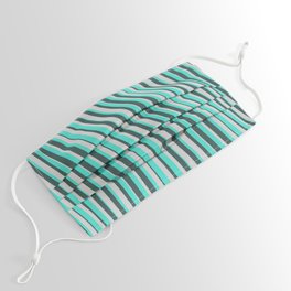 [ Thumbnail: Turquoise, Dark Slate Gray, and Light Gray Colored Pattern of Stripes Face Mask ]
