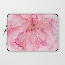 Alcohol Ink Flower With Gold Glitter Laptop Sleeve