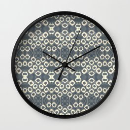 Indigo Marble Circle Shibori Mandala Wall Clock | Japanese, Graphicdesign, Abstract, Beach, Marble, Mandala, Tiedye, Ikat, Mudcloth, Natural 