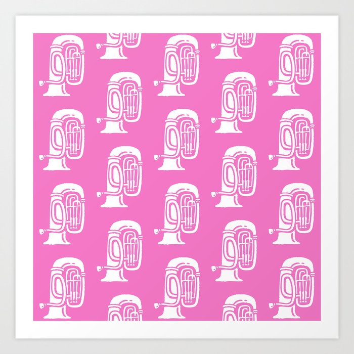 Tuba Pattern Pink Art Print