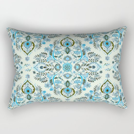 Modern Folk in Aqua and Umber Rectangular Pillow