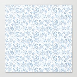 Pale Blue Eastern Floral Pattern Canvas Print