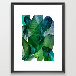 Palm leaf jungle Bali banana palm frond greens Framed Art Print