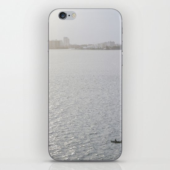 Lonely Boat in Key Biscayne, Miami, With the City as Background iPhone & iPod Skin