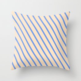[ Thumbnail: Cornflower Blue & Bisque Colored Pattern of Stripes Throw Pillow ]