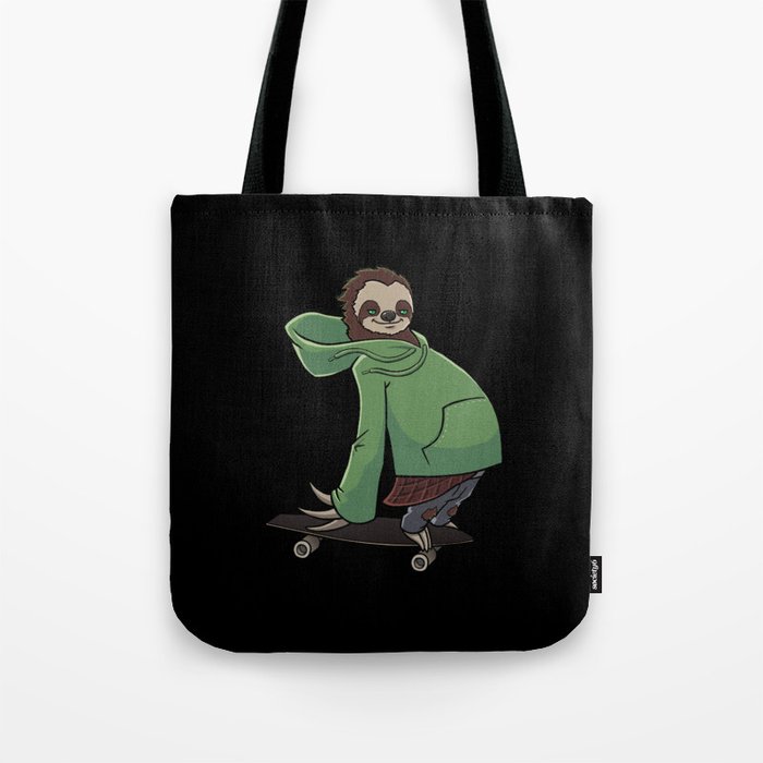 Sloth Skateboarding on a Longboard Tote Bag